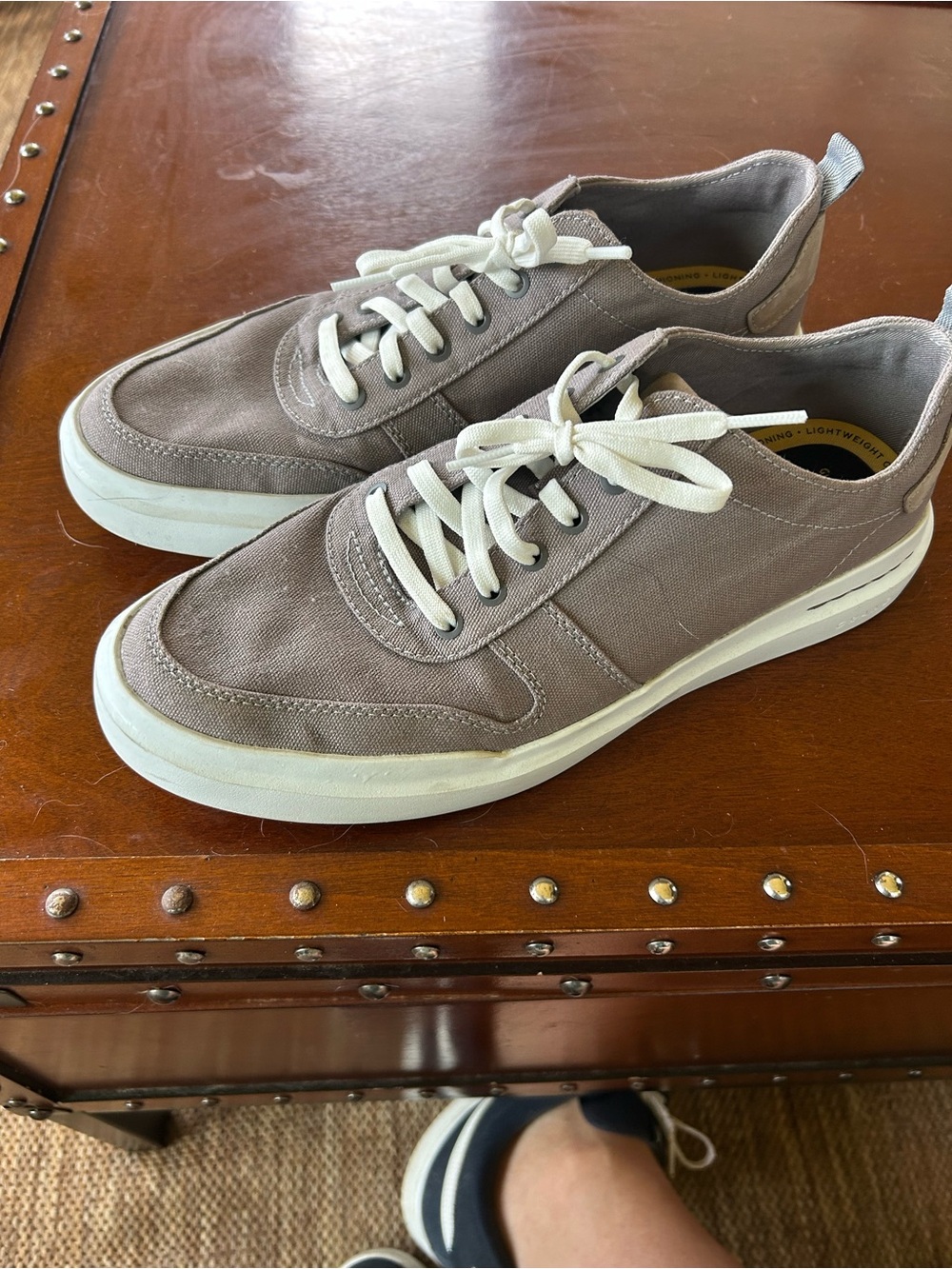 Cole Haan Men's Taupe Canvas Low-Top Sneakers with White Soles